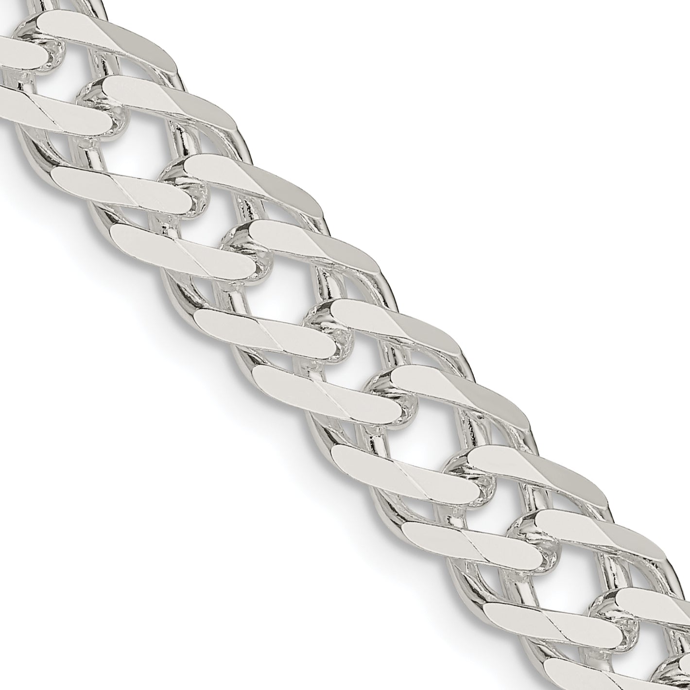 Sterling Silver 7.75mm 6 Side D/C Flat Double Curb Chain Secondary image