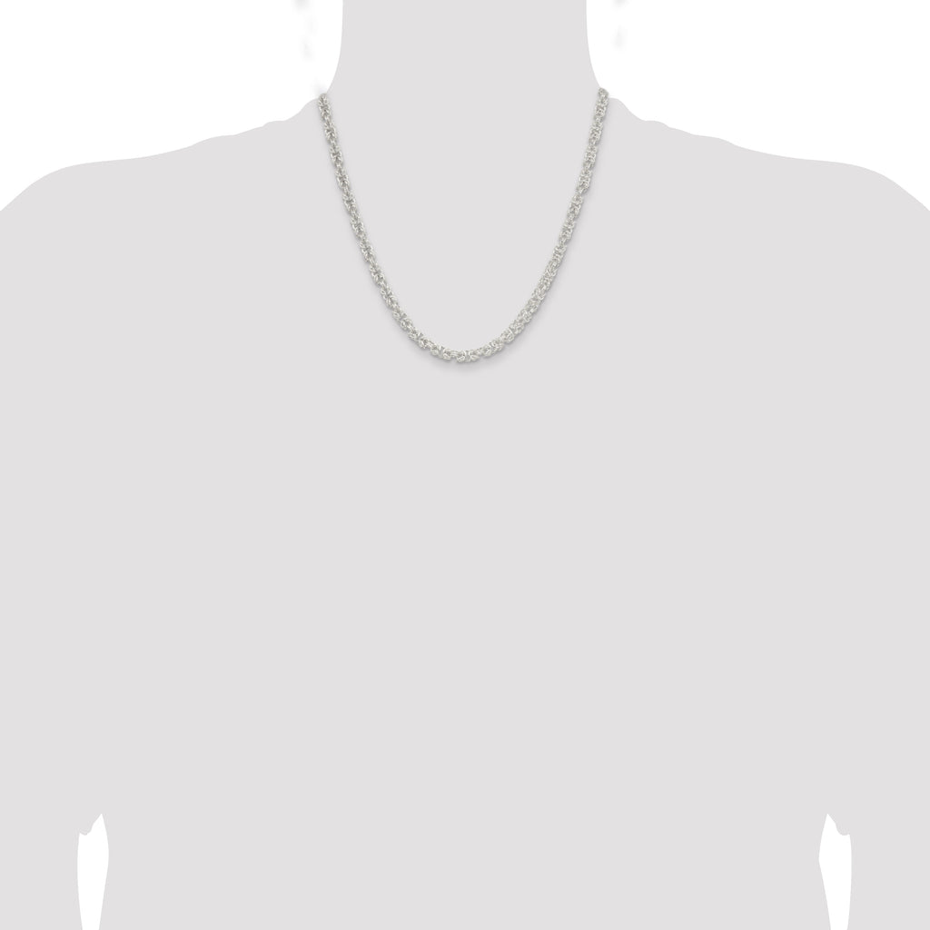 Sterling Silver 4.75mm Rounded Byzantine Chain