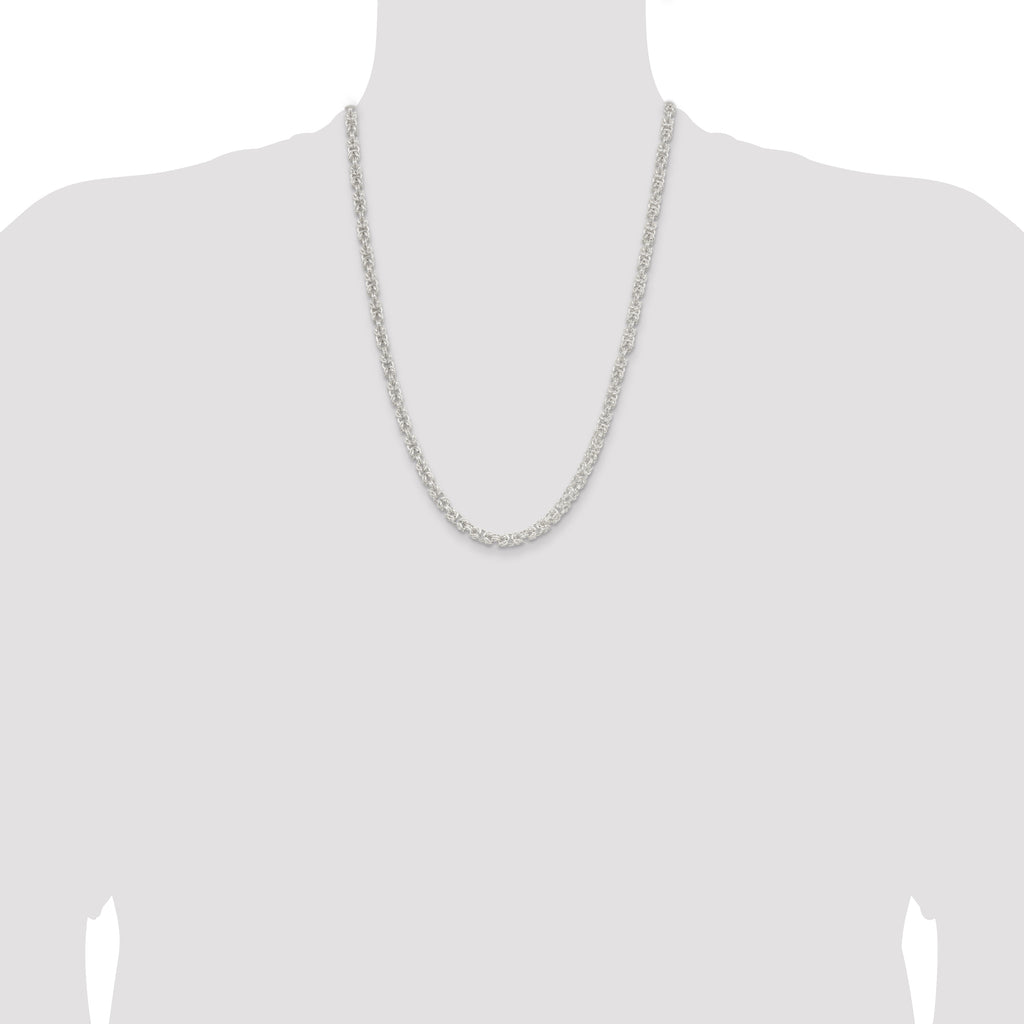 Sterling Silver 4.75mm Rounded Byzantine Chain