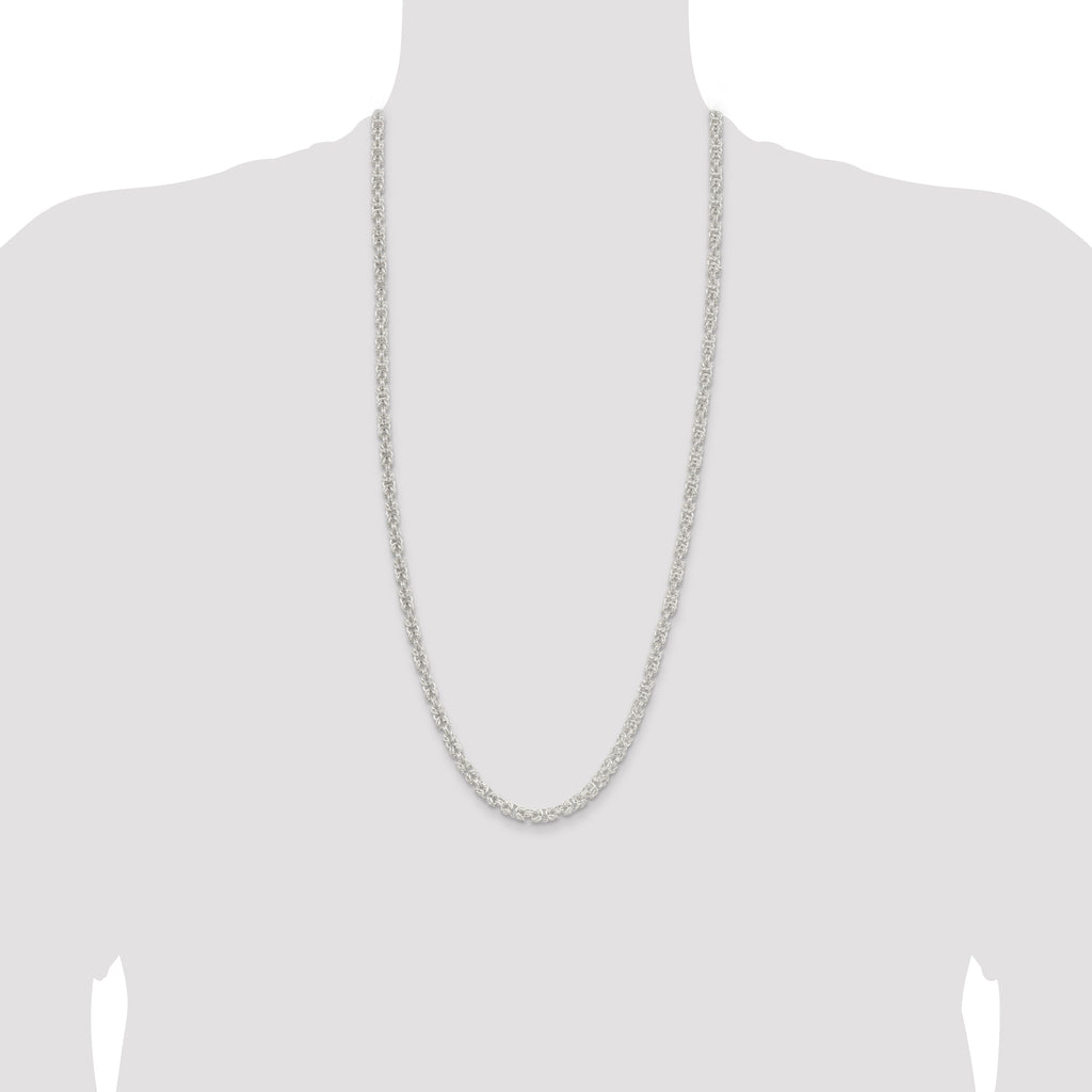 Sterling Silver 4.75mm Rounded Byzantine Chain