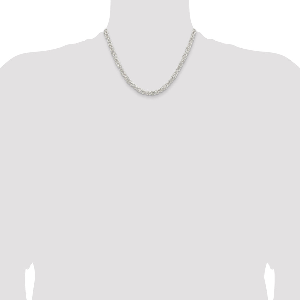 Sterling Silver 5.5mm Rounded Byzantine Chain