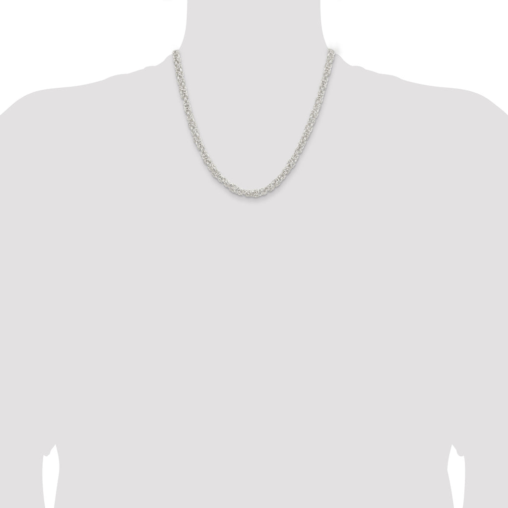 Sterling Silver 5.5mm Rounded Byzantine Chain