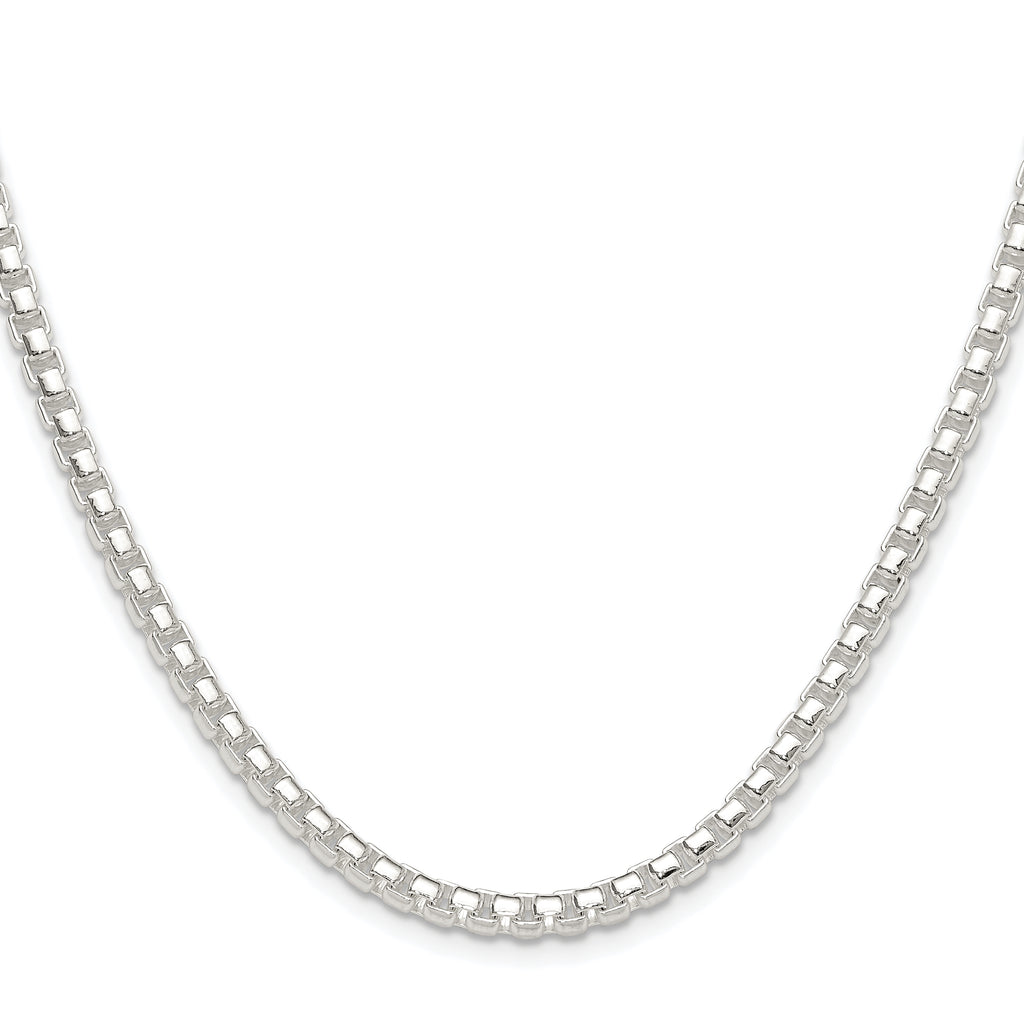 Sterling Silver Rhodium-Plated Box Chain Necklace 4mm