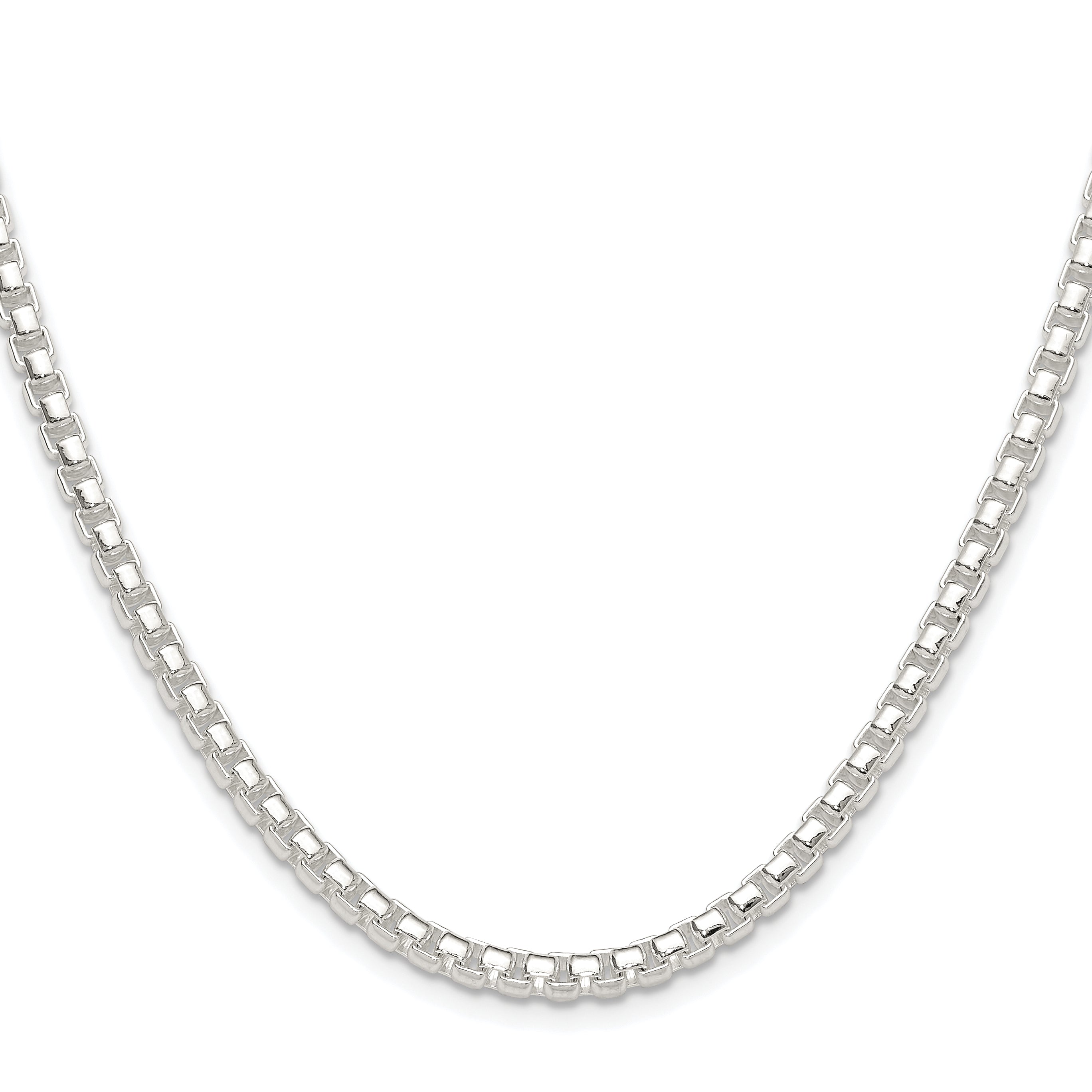 Sterling Silver Rhodium-Plated Box Chain Necklace 4mm