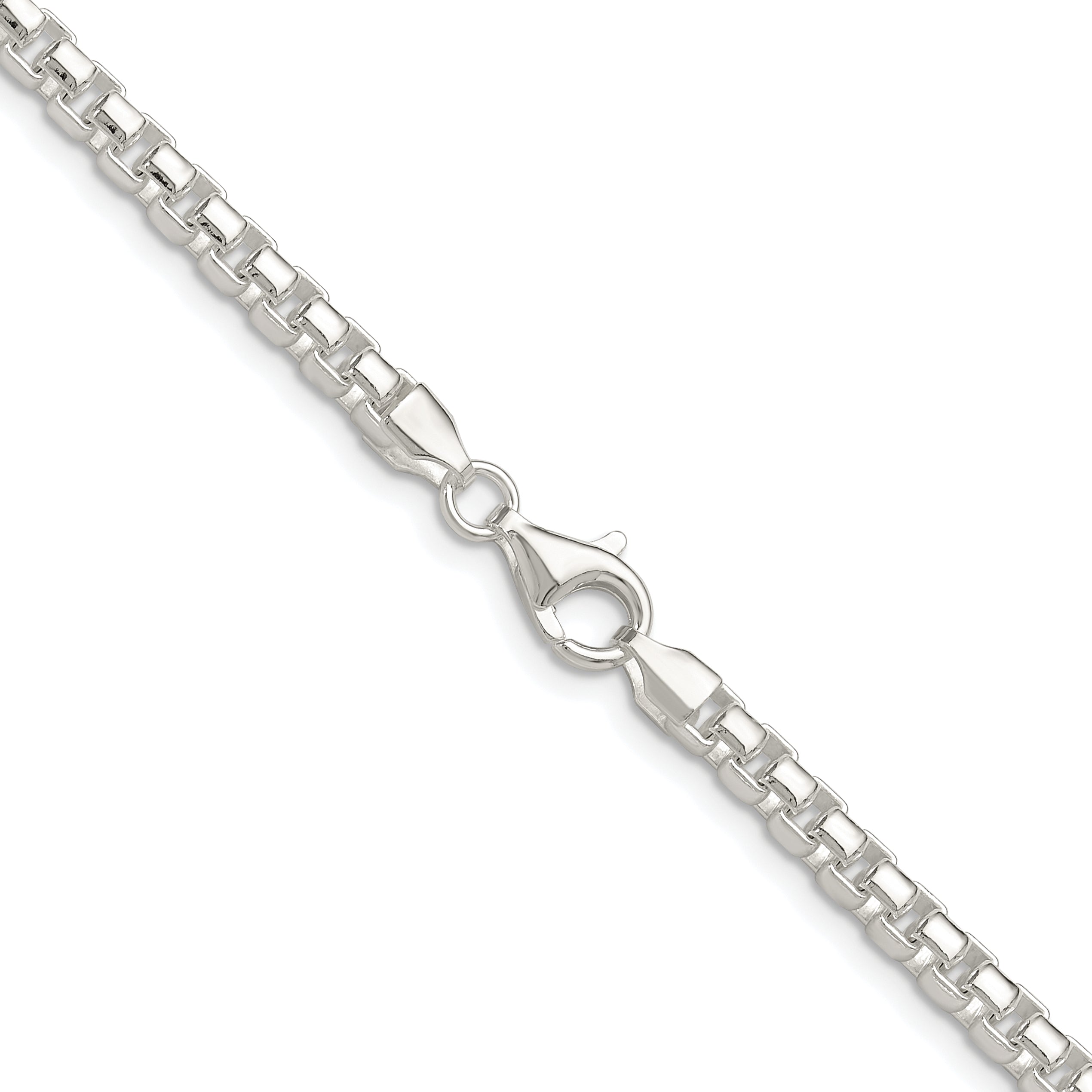 Sterling Silver Rhodium-plated Polished 4mm Round Box Chain