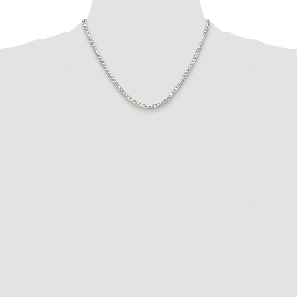 Sterling Silver Rhodium-Plated Box Chain Necklace 4mm