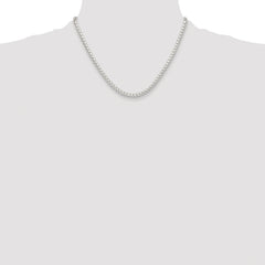 Sterling Silver Rhodium-plated Polished 4mm Round Box Chain