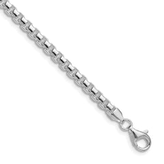 Sterling Silver Rhodium-plated Polished 4mm Round Box Chain