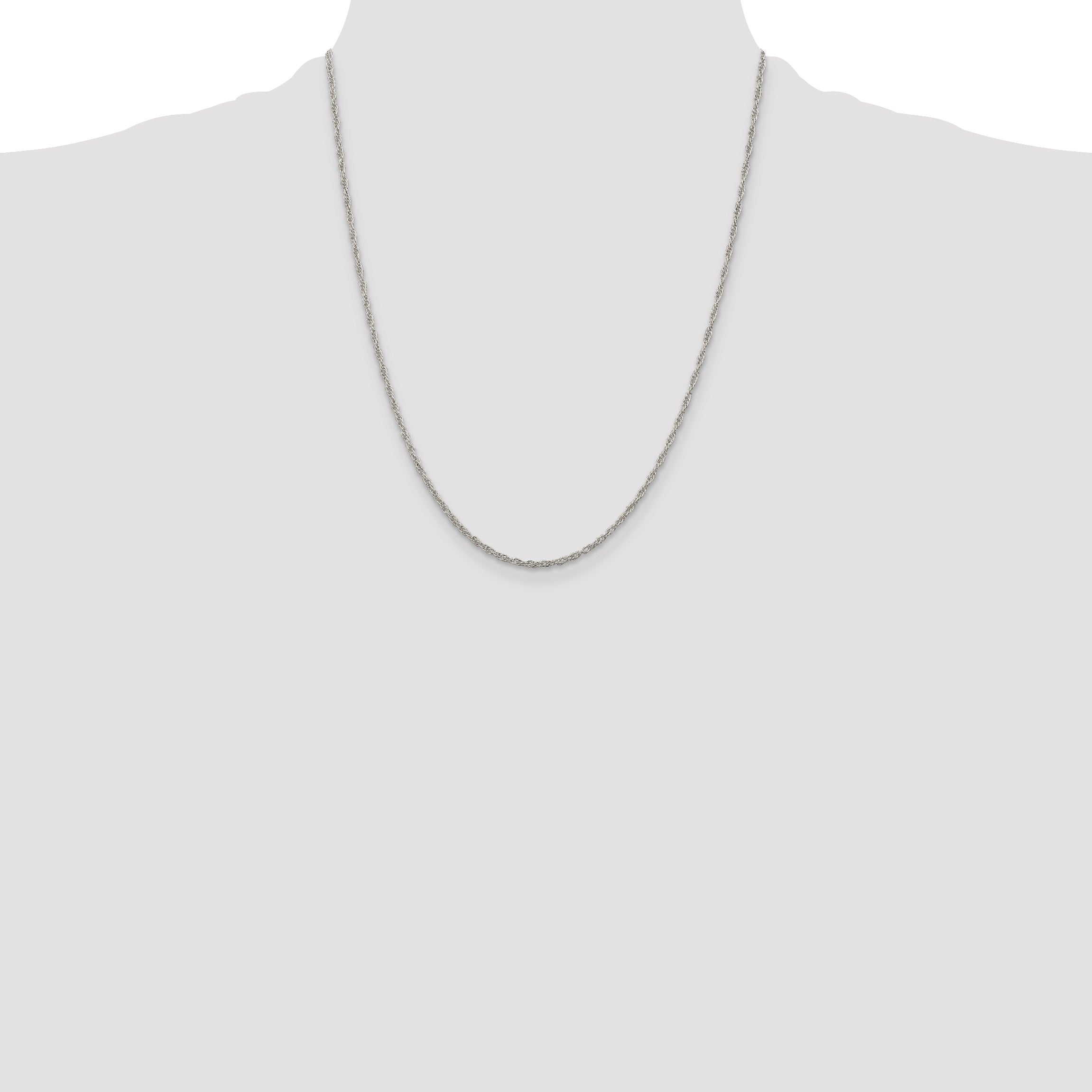 Sterling Silver 1.95mm Loose Rope Chain With 4in ext.