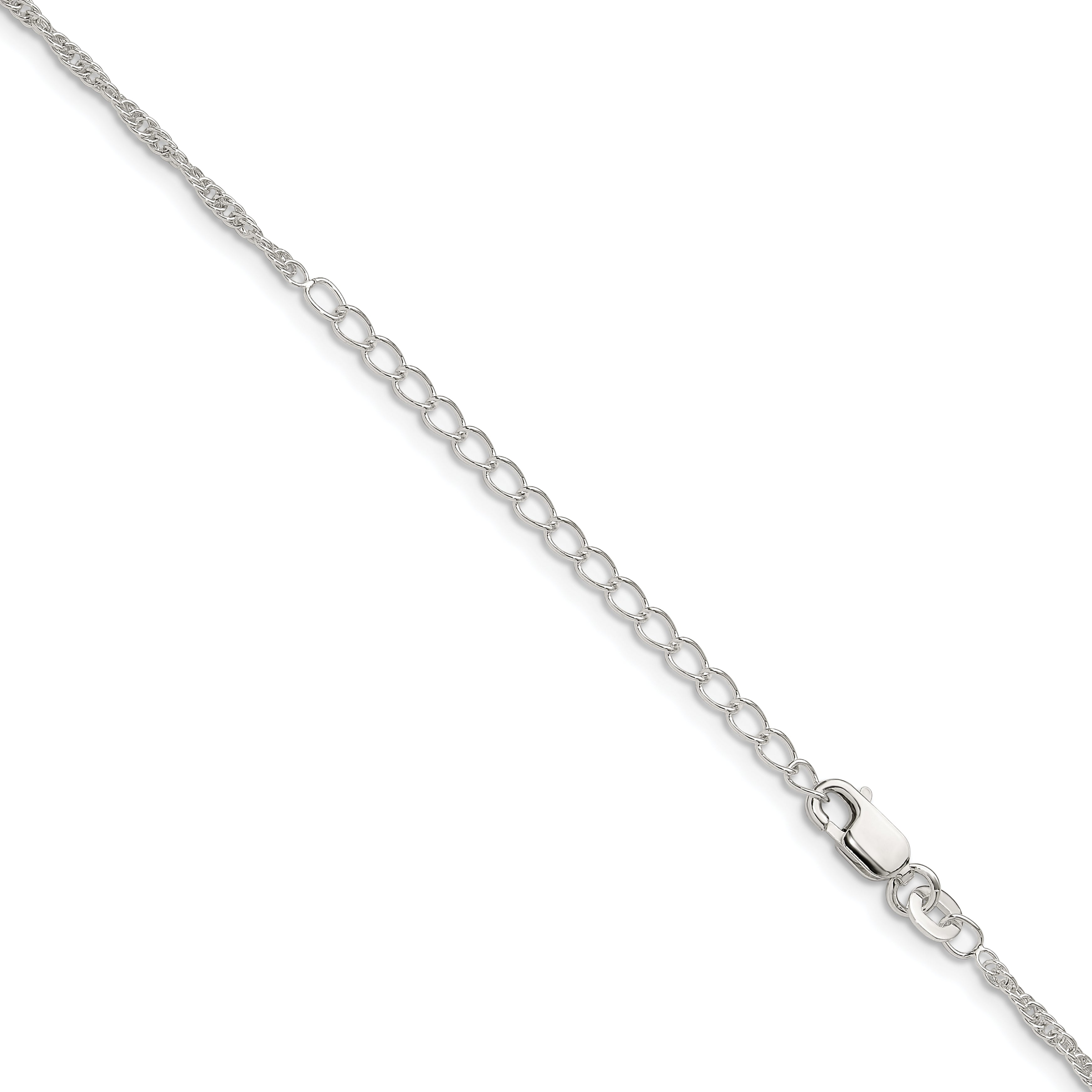 Sterling Silver 1.95mm Loose Rope Chain With 2in ext.