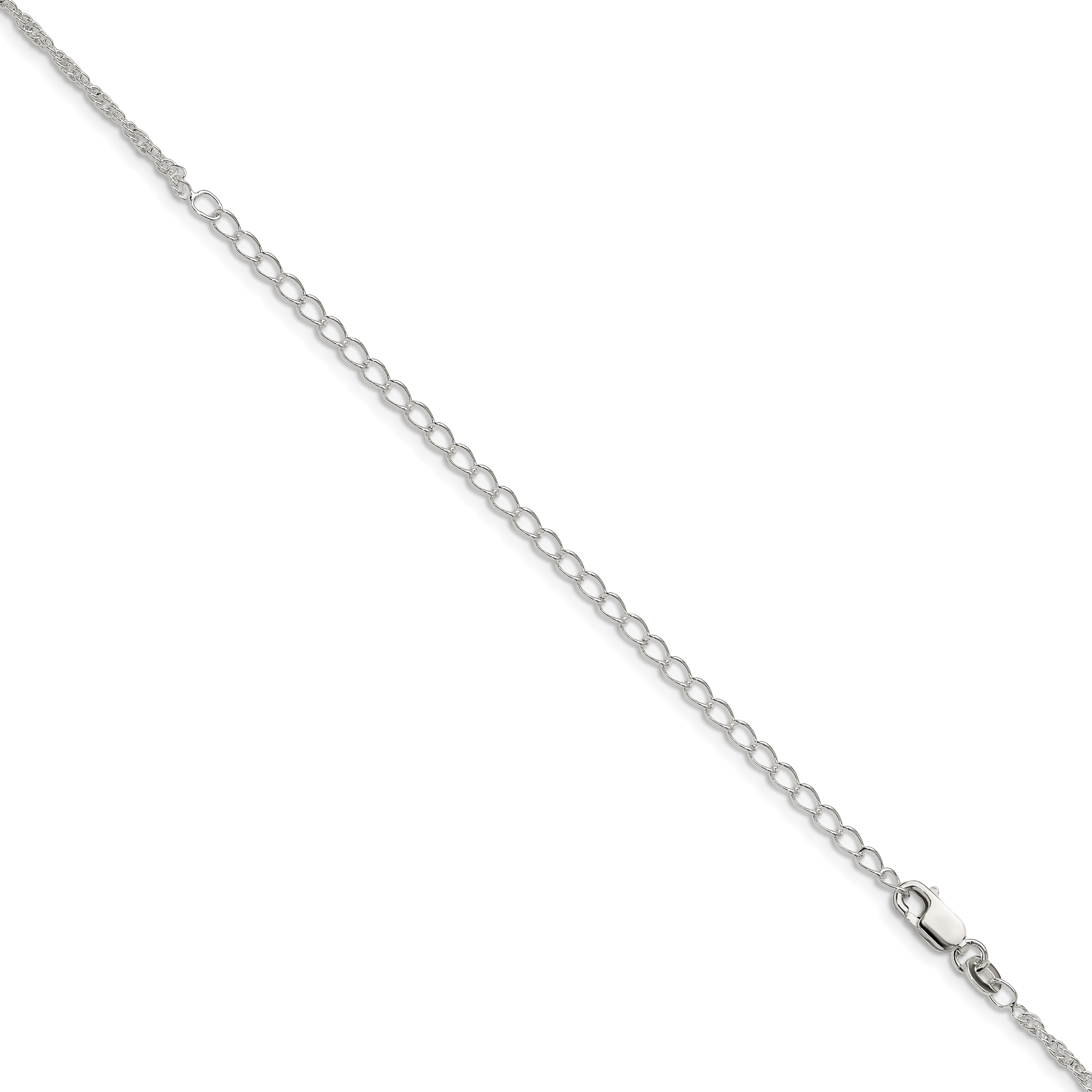 Sterling Silver 1.95mm Loose Rope Chain With 4in ext.