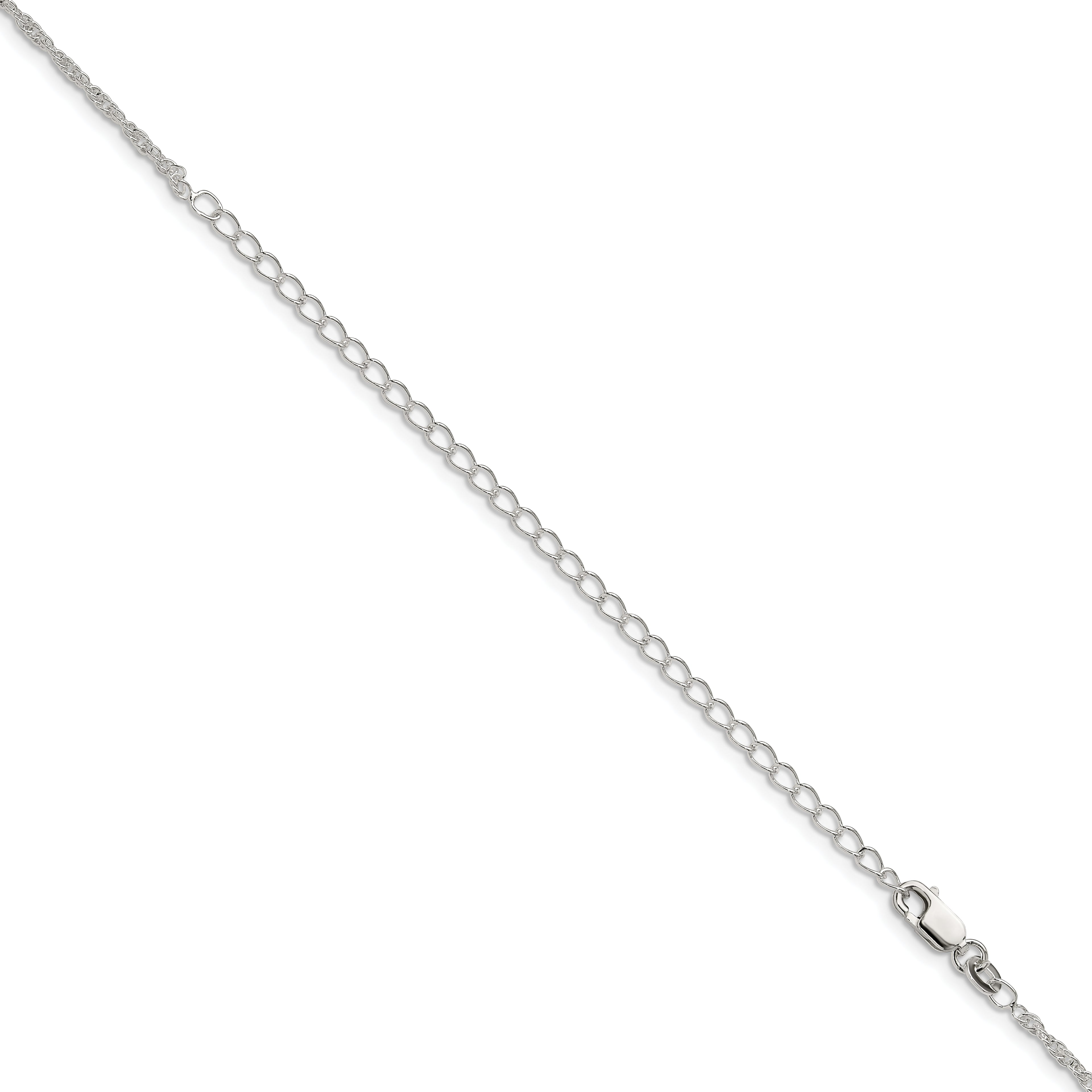 Sterling Silver 1.95mm Loose Rope Chain With 4in ext.