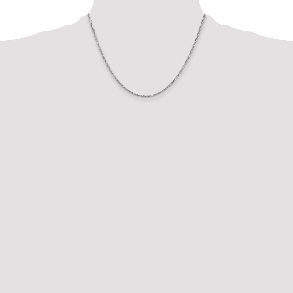 Sterling Silver Rhodium-plated 2mm Loose Rope Chain