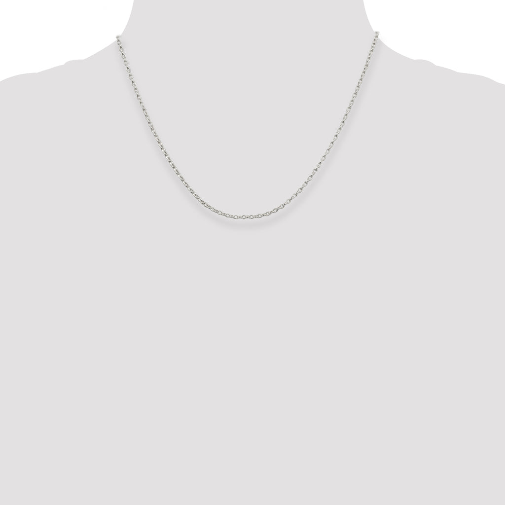 Sterling Silver 1.6mm Oval Fancy Rolo Chain With 2in ext.