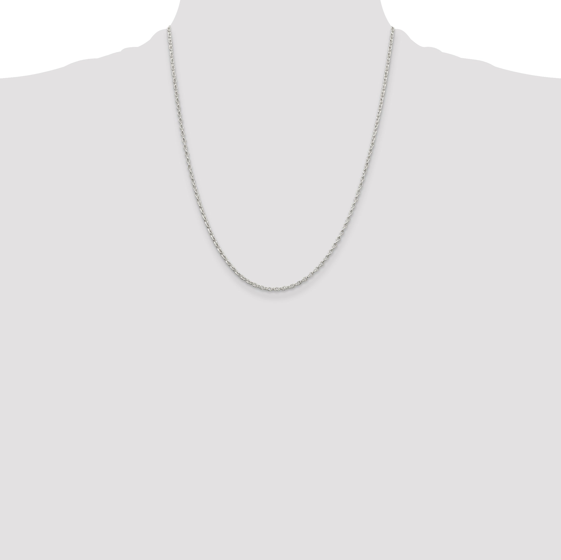 Sterling Silver 1.6mm Oval Fancy Rolo Chain With 4in ext.