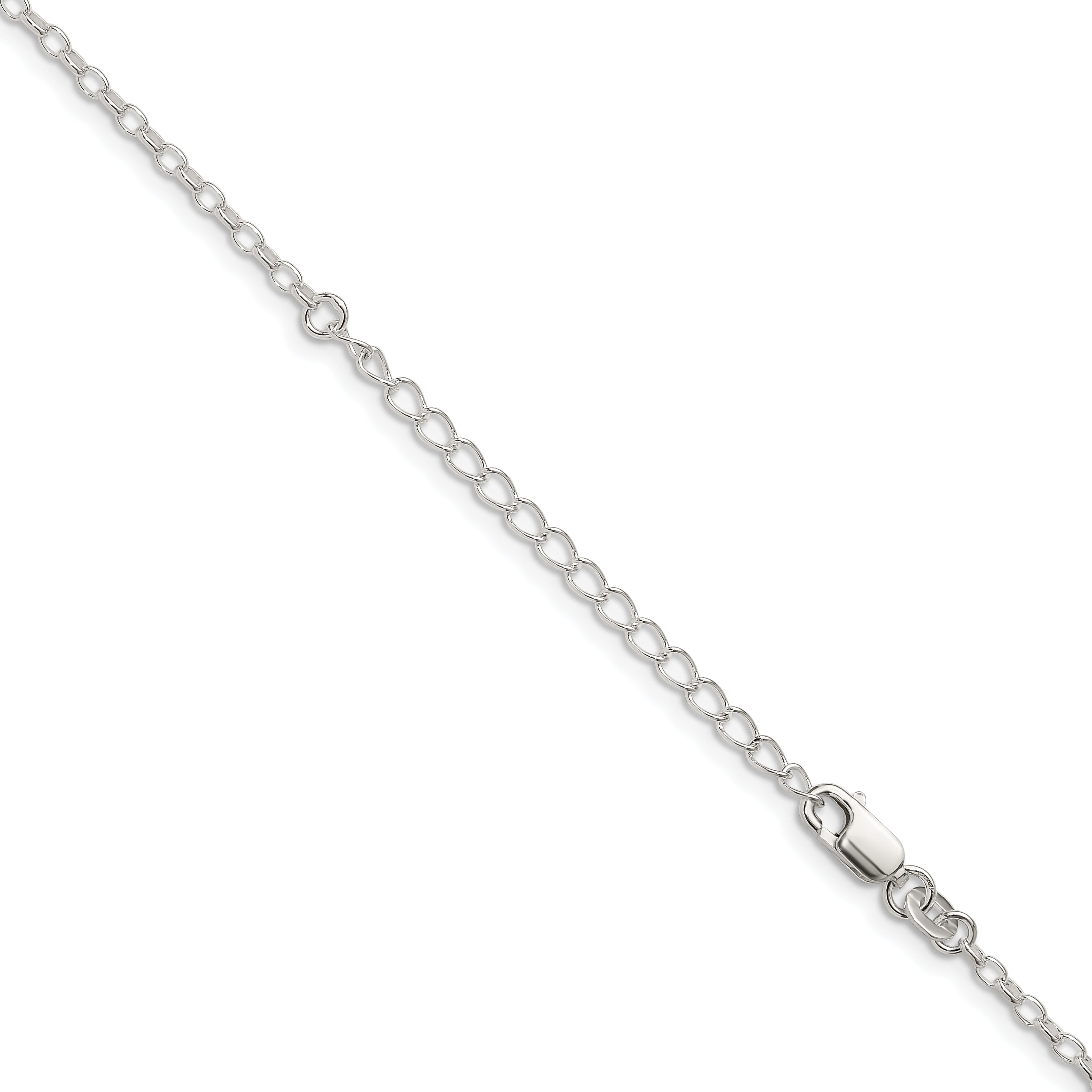 Sterling Silver 1.6mm Oval Fancy Rolo Chain With 2in ext.