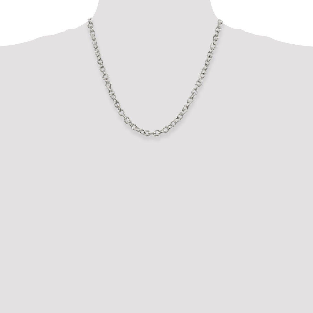 Sterling Silver 6.25mm Fancy Patterned Rolo Chain