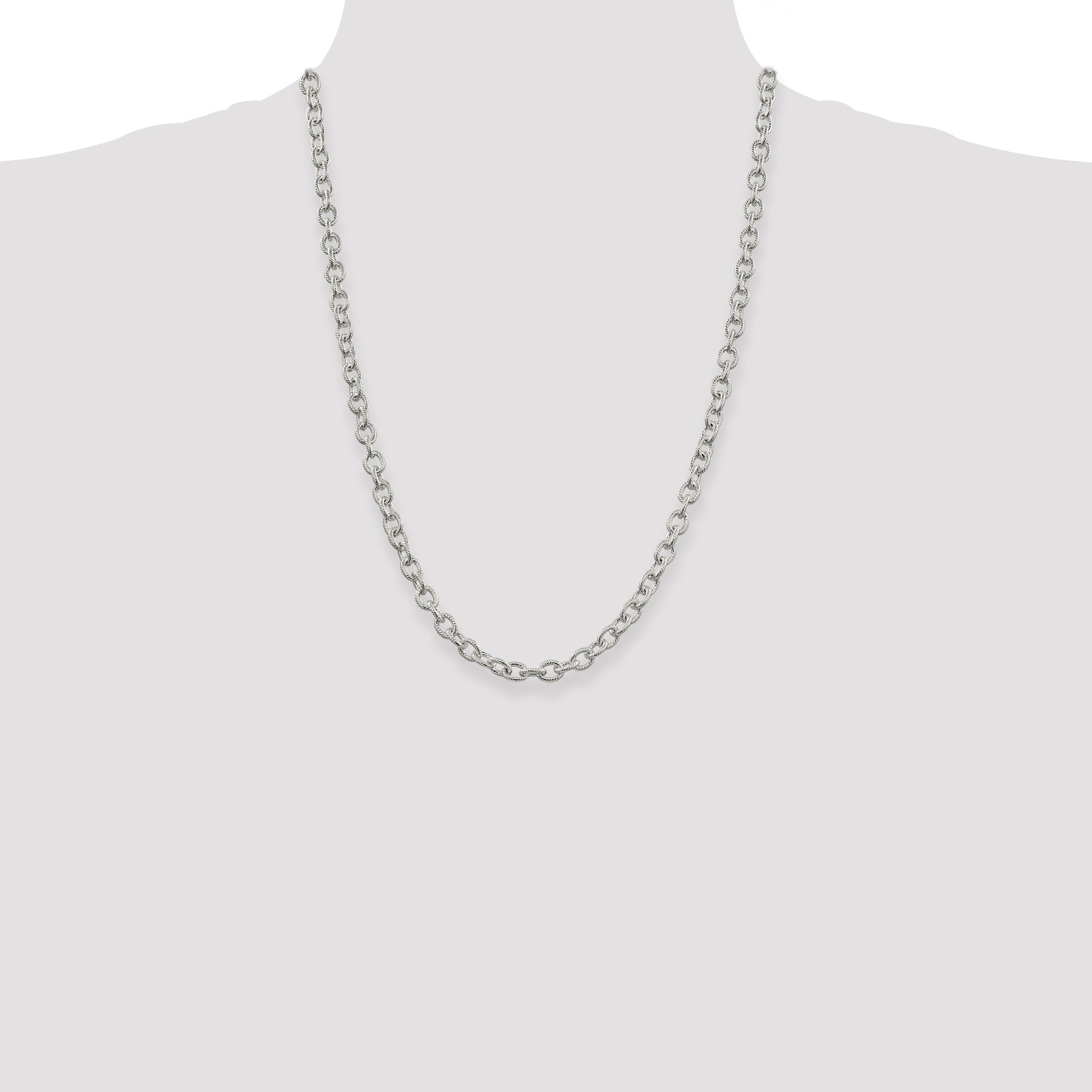 Sterling Silver 6.25mm Fancy Patterned Rolo Chain
