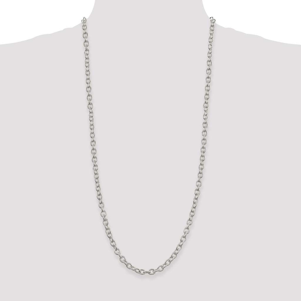 Sterling Silver 6.25mm Fancy Patterned Rolo Chain
