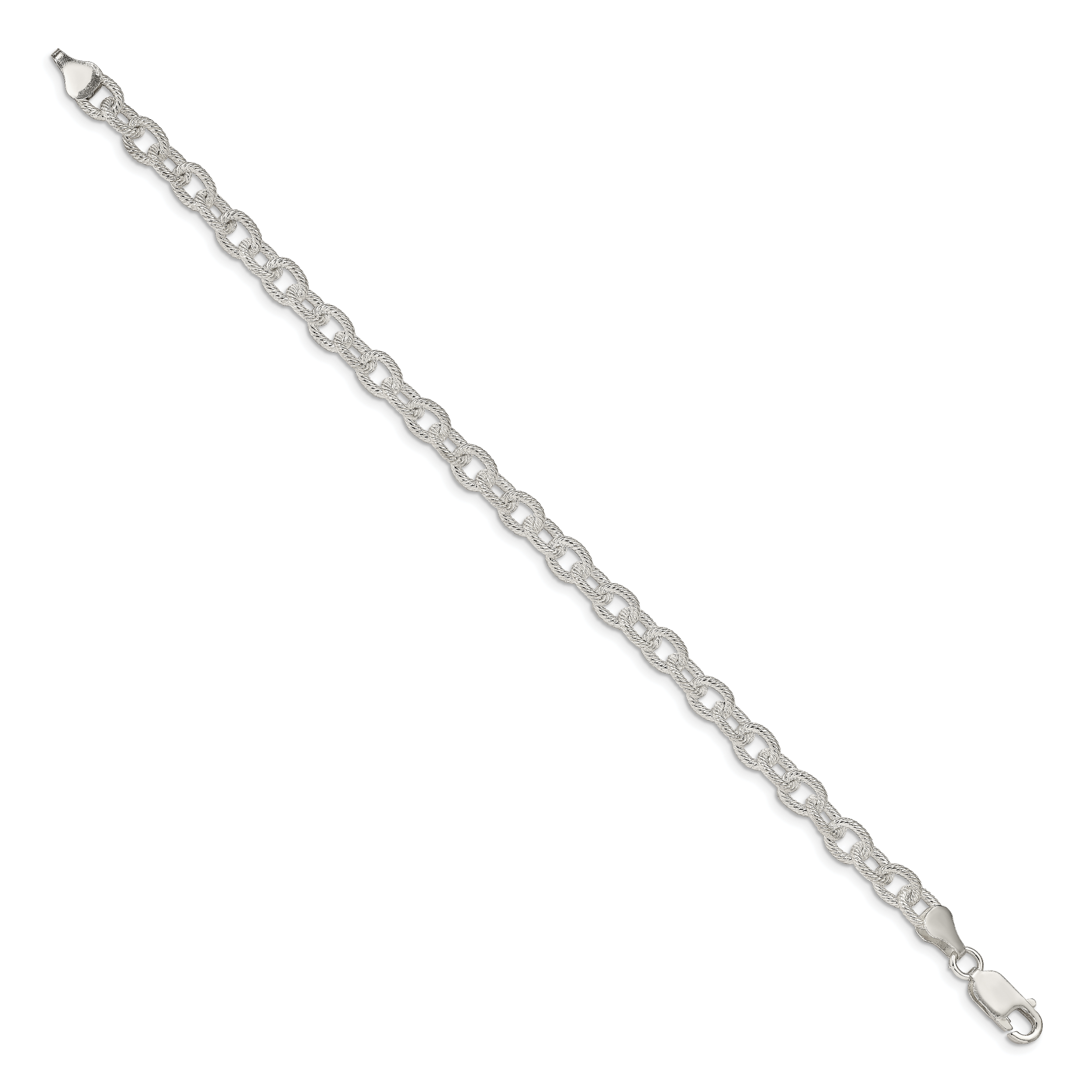 Sterling Silver 6.25mm Fancy Patterned Rolo Chain Secondary image
