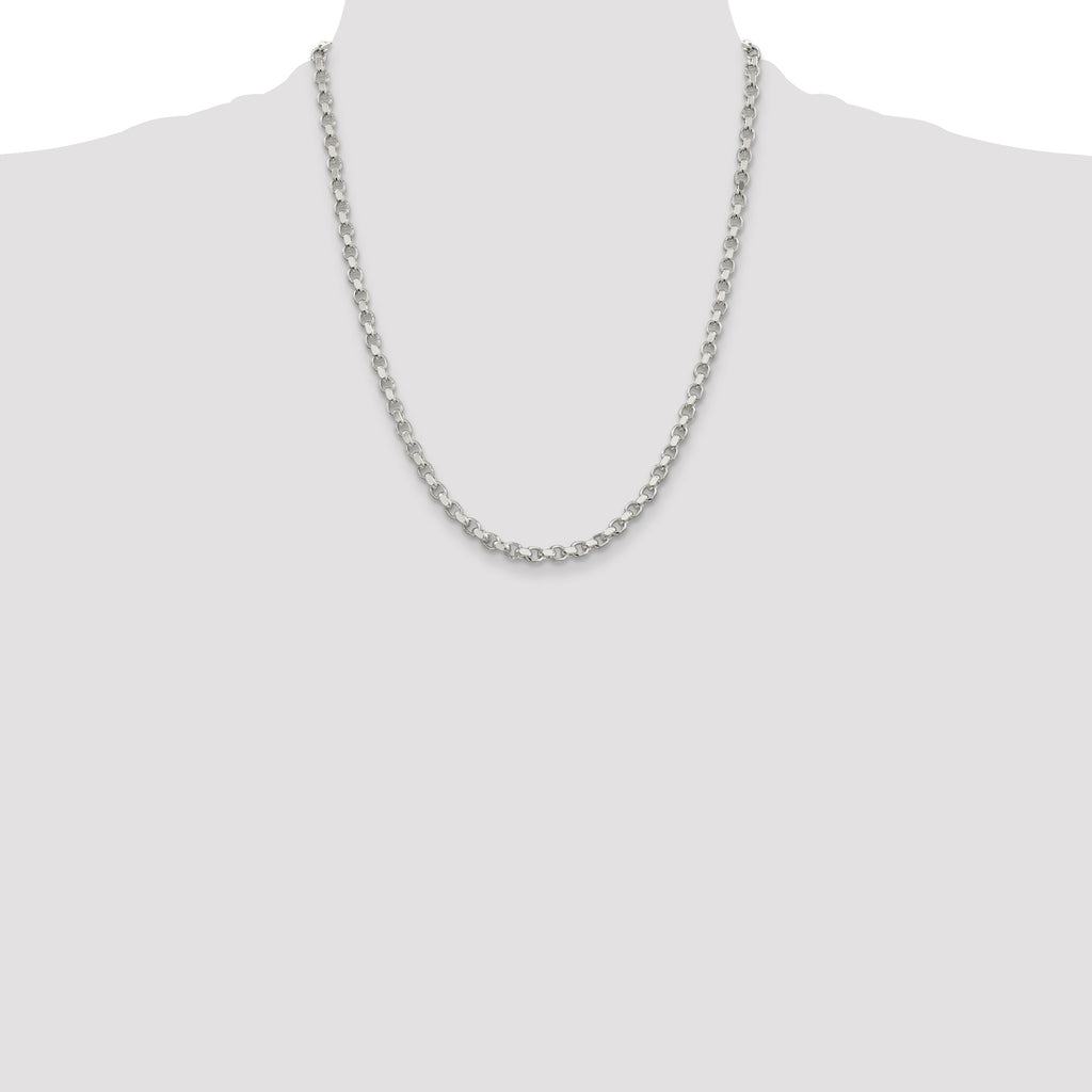 Sterling Silver 4mm Diamond-cut Rolo Chain