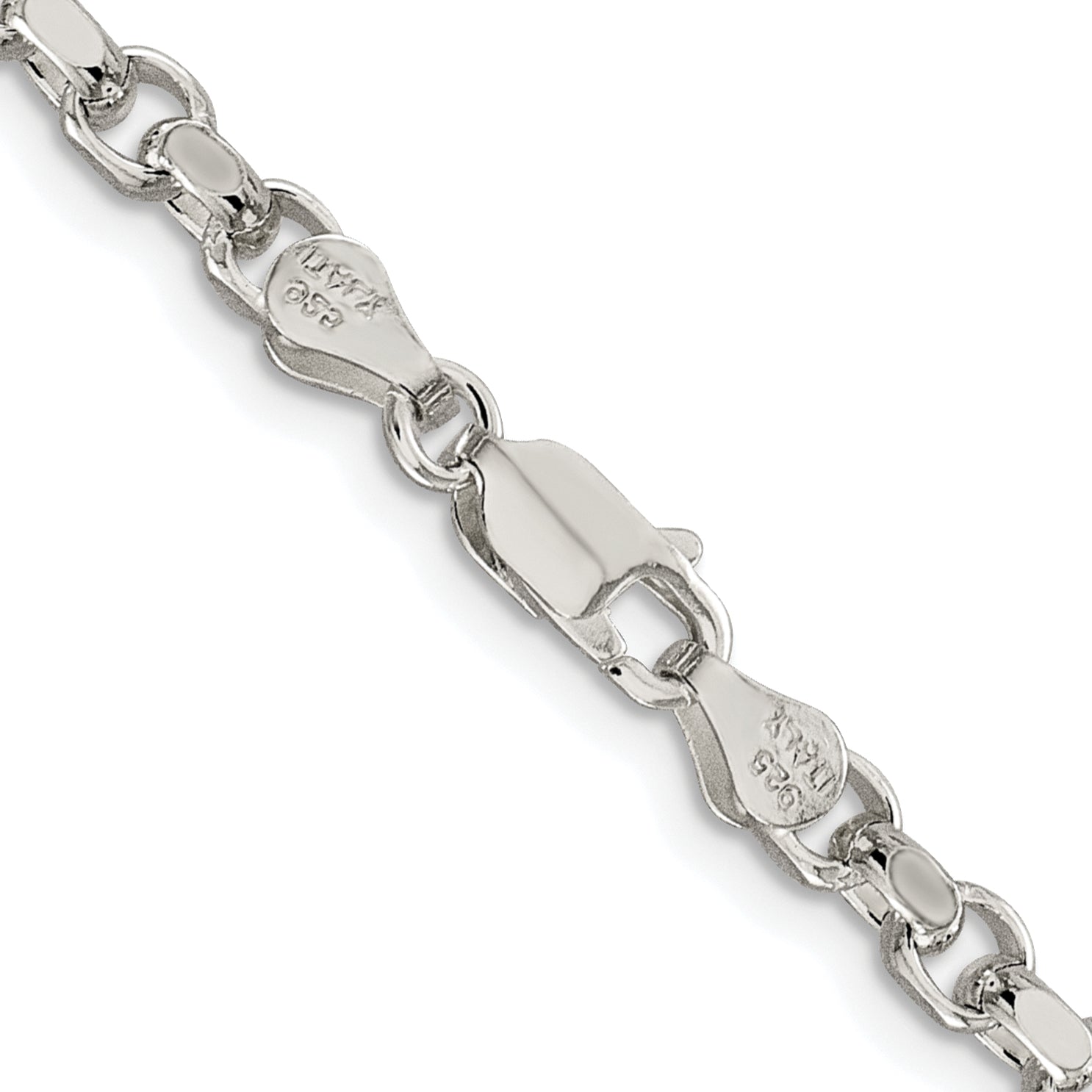 Sterling Silver Rhodium-plated 4mm Diamond-cut Rolo Chain