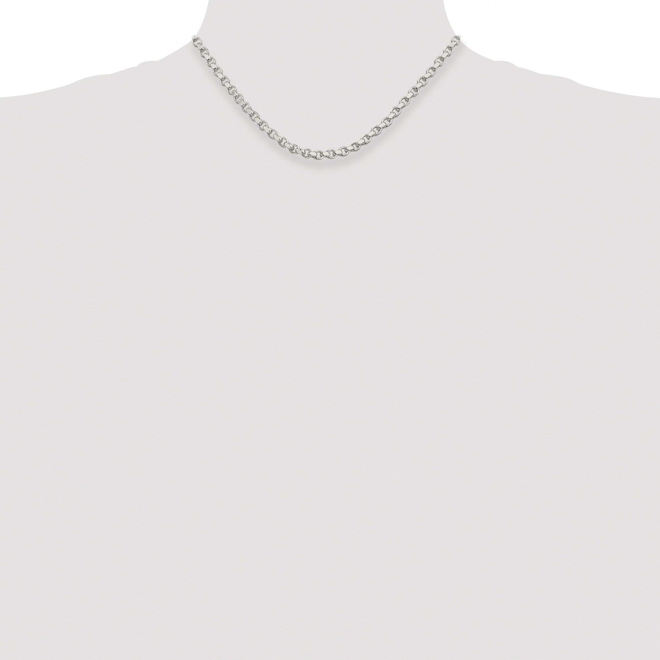 Sterling Silver Rhodium-plated 4mm Diamond-cut Rolo Chain