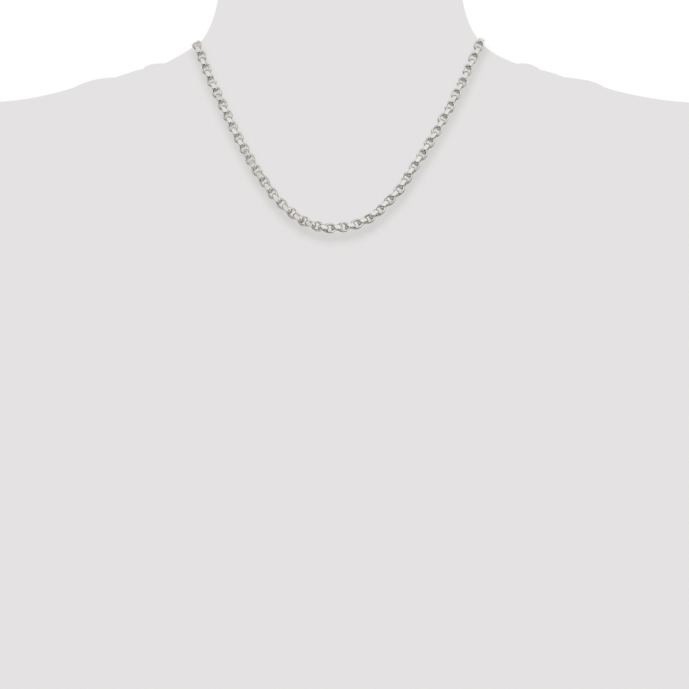 Sterling Silver Rhodium-plated 4mm Diamond-cut Rolo Chain