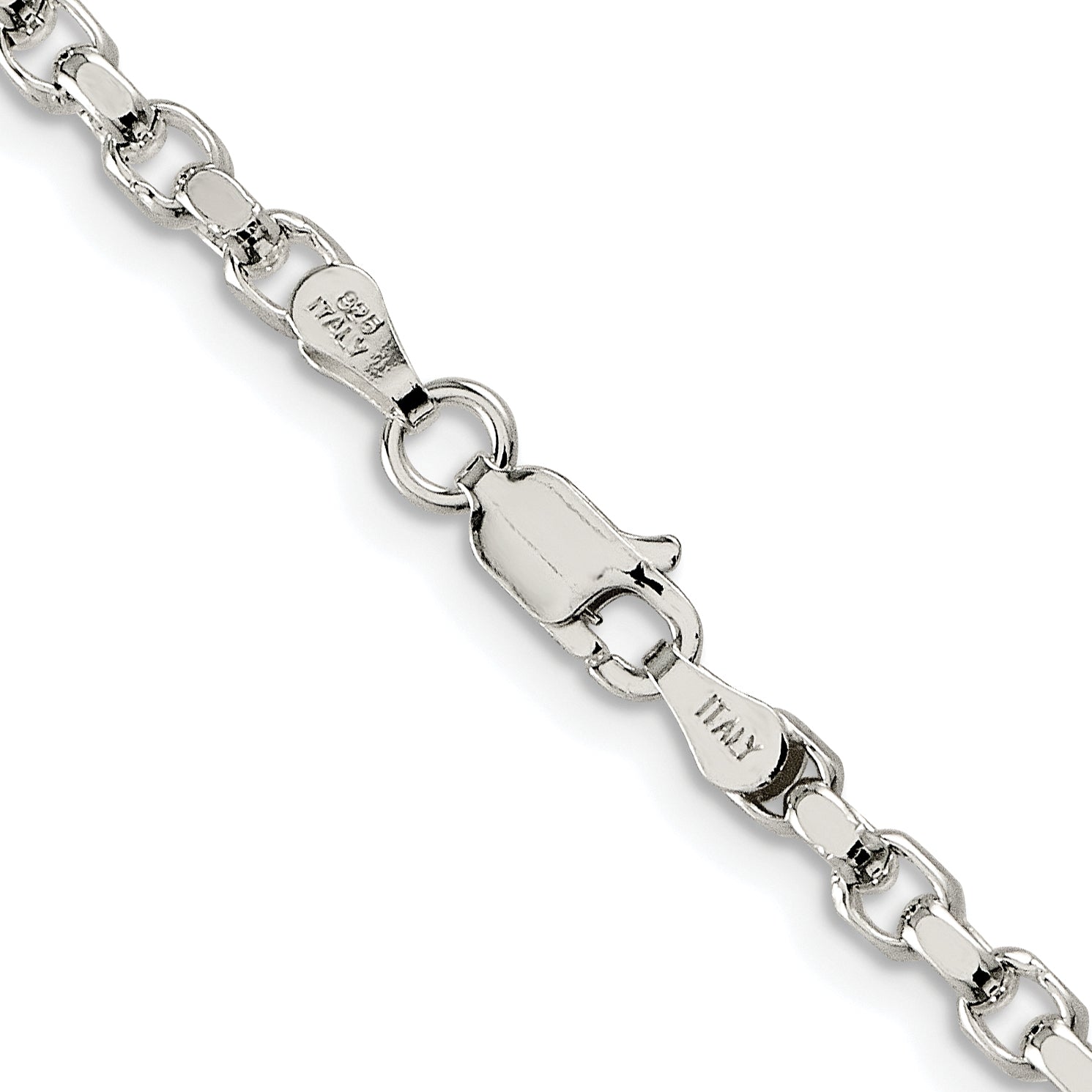 Sterling Silver Rhodium-plated 3.5mm Diamond-cut Rolo Chain