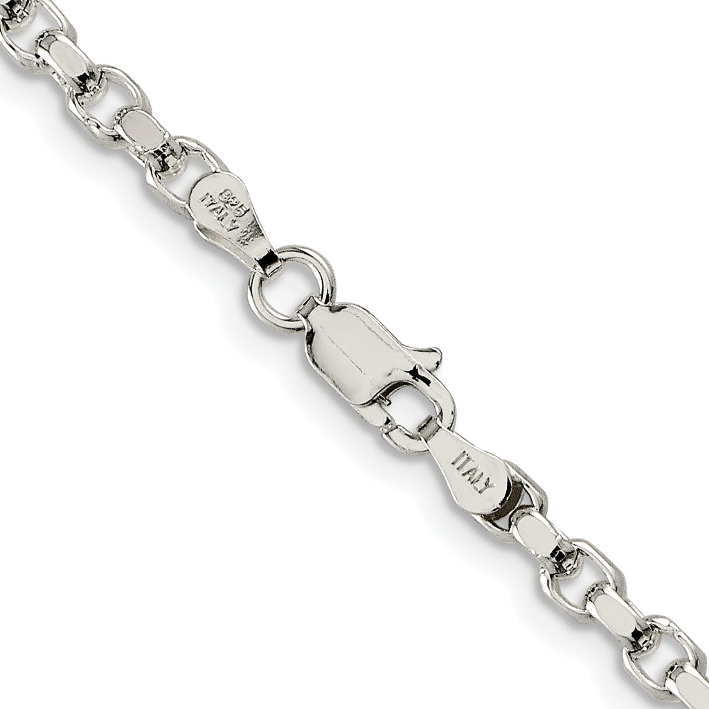 Sterling Silver Rhodium-plated 3.5mm Diamond-cut Rolo Chain