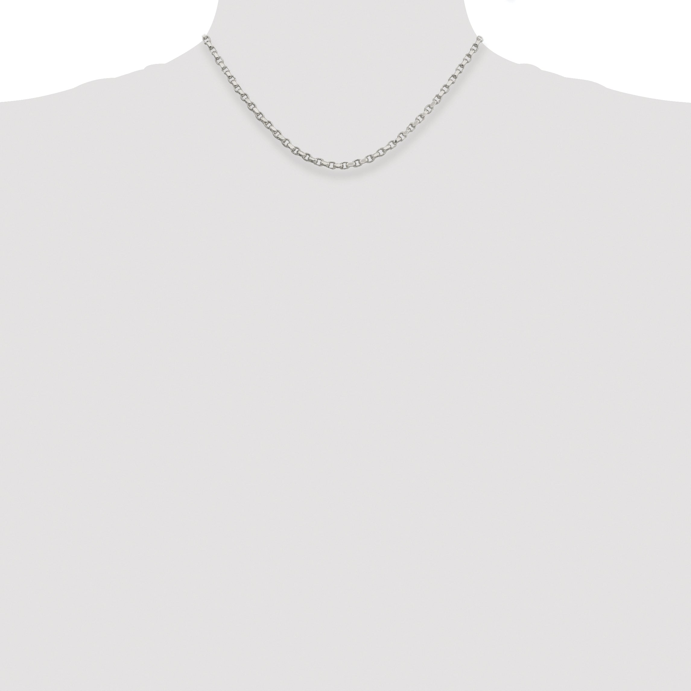 Sterling Silver Rhodium-plated 3.5mm Diamond-cut Rolo Chain