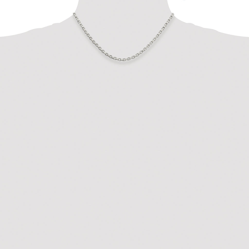 Sterling Silver Rhodium-plated 3.5mm Diamond-cut Rolo Chain