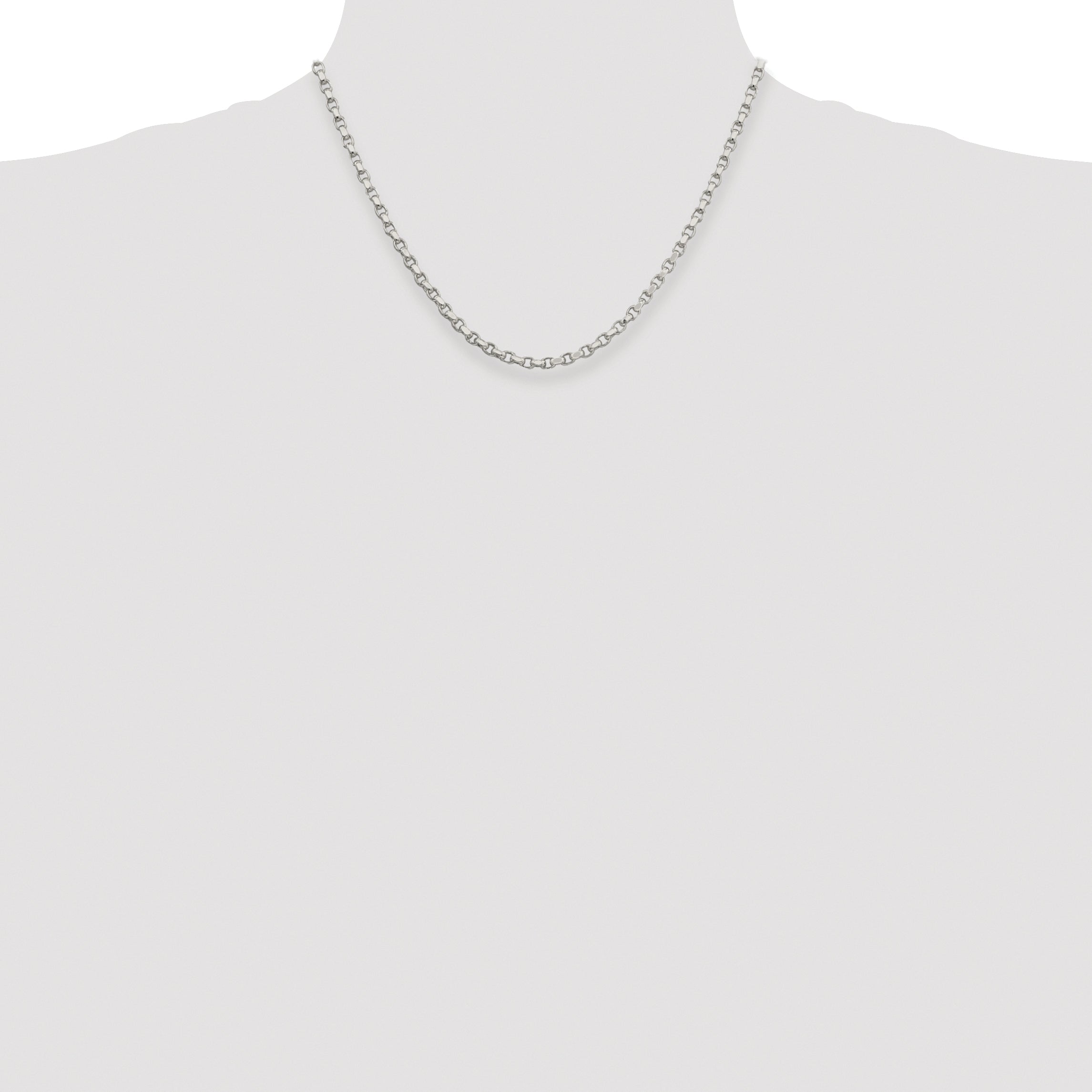 Sterling Silver Rhodium-plated 3.5mm Diamond-cut Rolo Chain