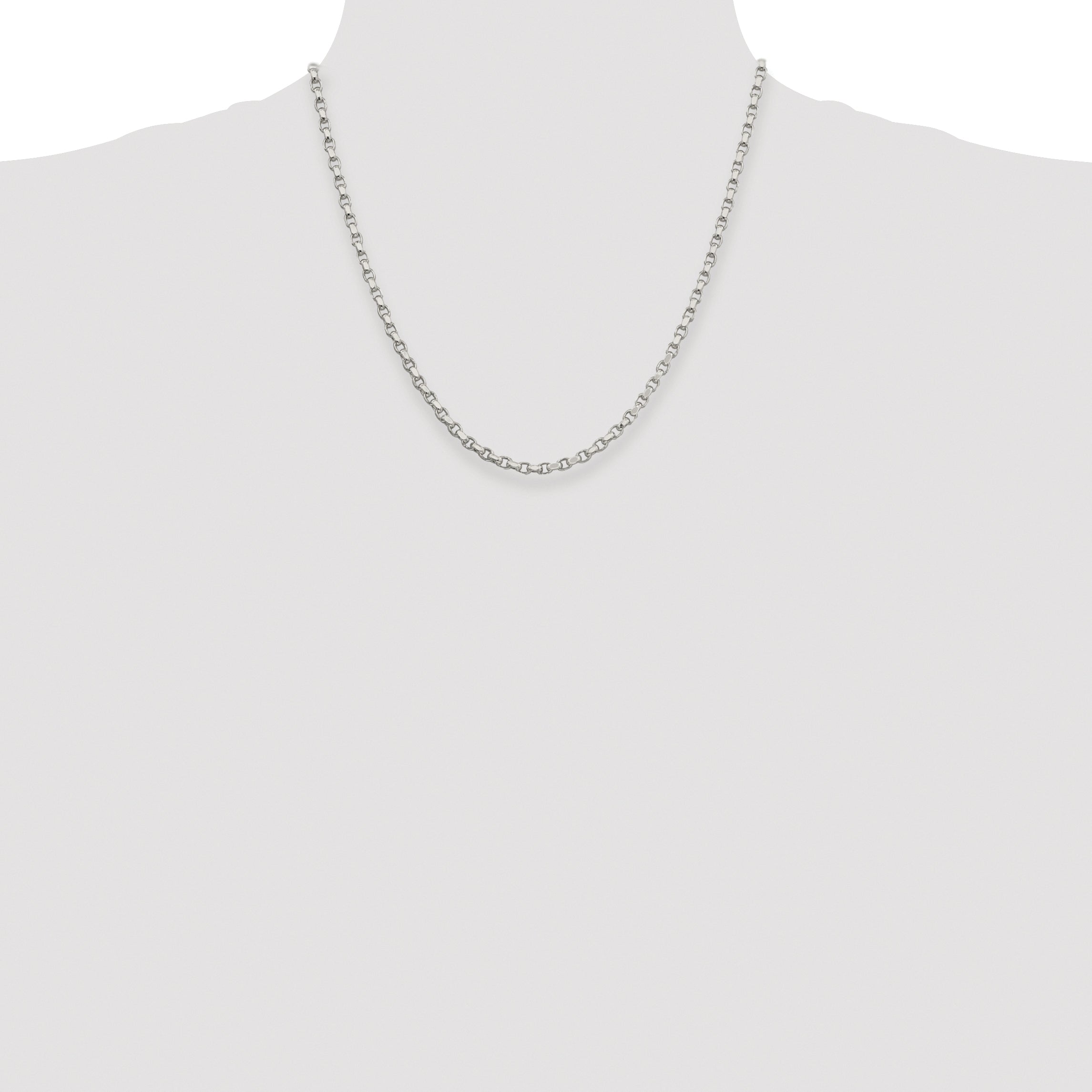 Sterling Silver Rhodium-plated 3.5mm Diamond-cut Rolo Chain
