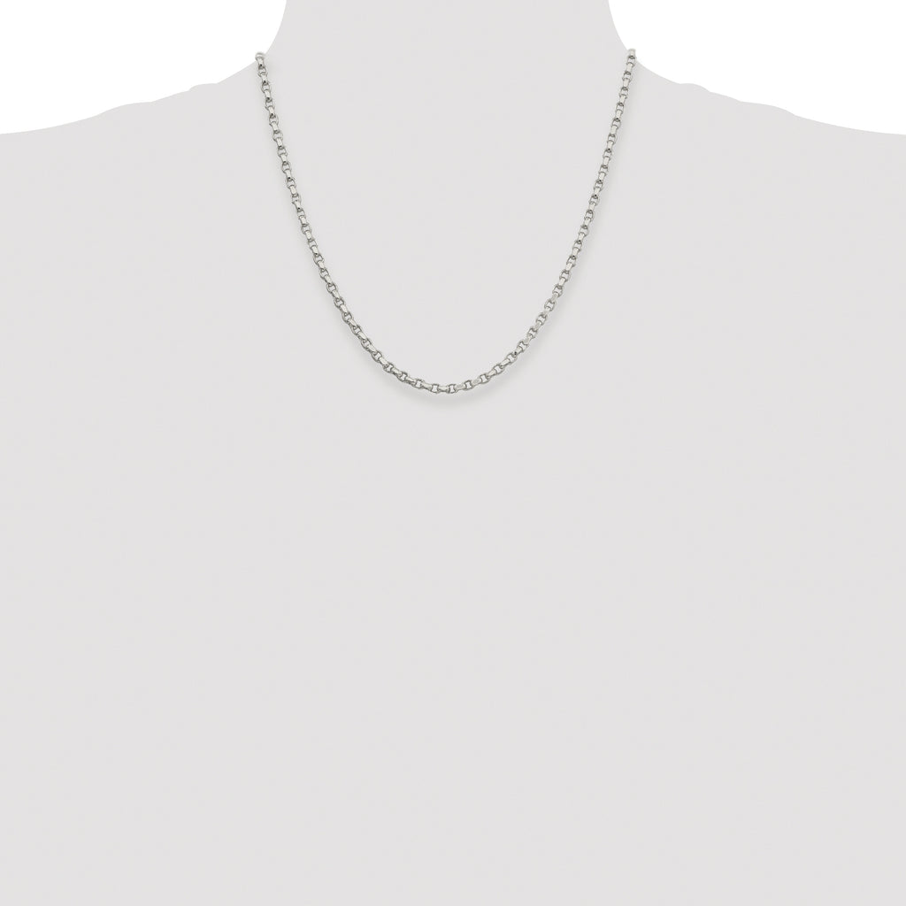 Sterling Silver Rhodium-plated 3.5mm Diamond-cut Rolo Chain