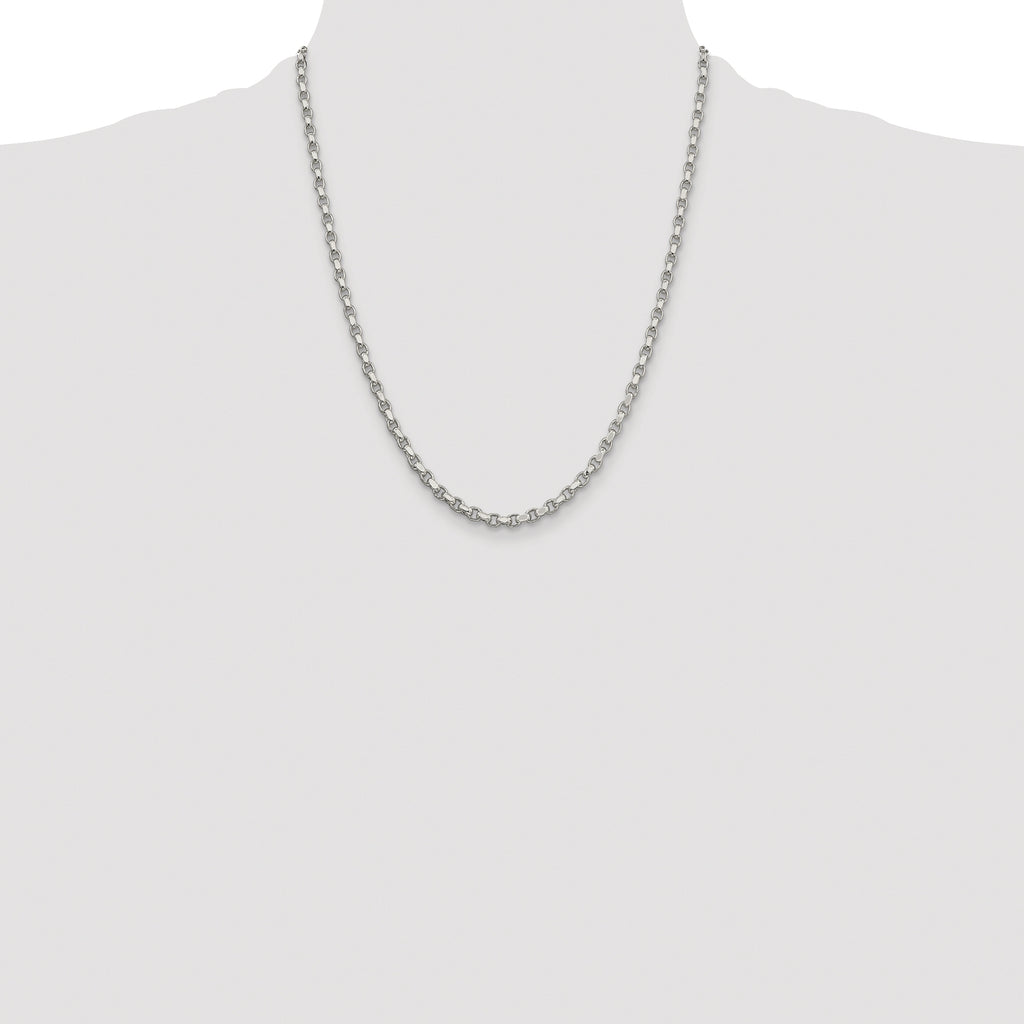 Sterling Silver Rhodium-plated 3.5mm Diamond-cut Rolo Chain