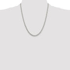 Sterling Silver Rhodium-plated 3.5mm Diamond-cut Rolo Chain