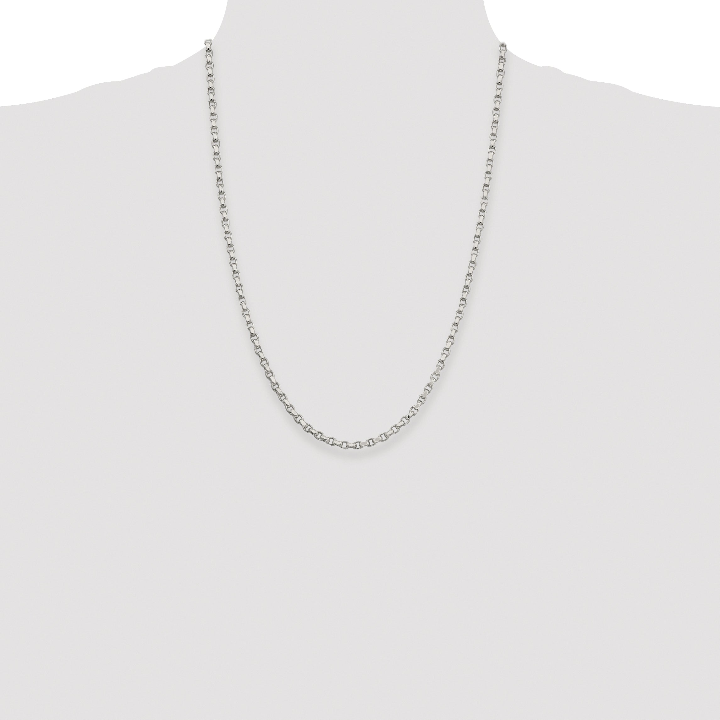 Sterling Silver Rhodium-plated 3.5mm Diamond-cut Rolo Chain