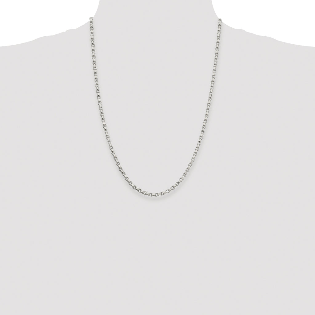 Sterling Silver Rhodium-plated 3.5mm Diamond-cut Rolo Chain