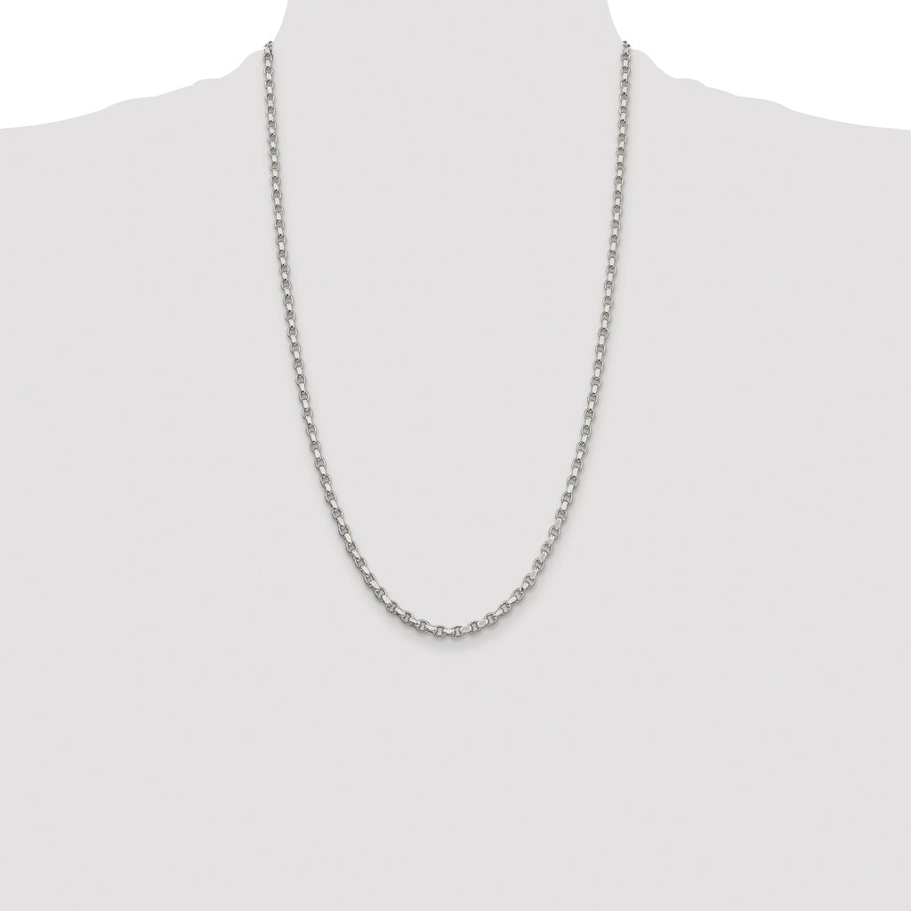 Sterling Silver Rhodium-plated 3.5mm Diamond-cut Rolo Chain
