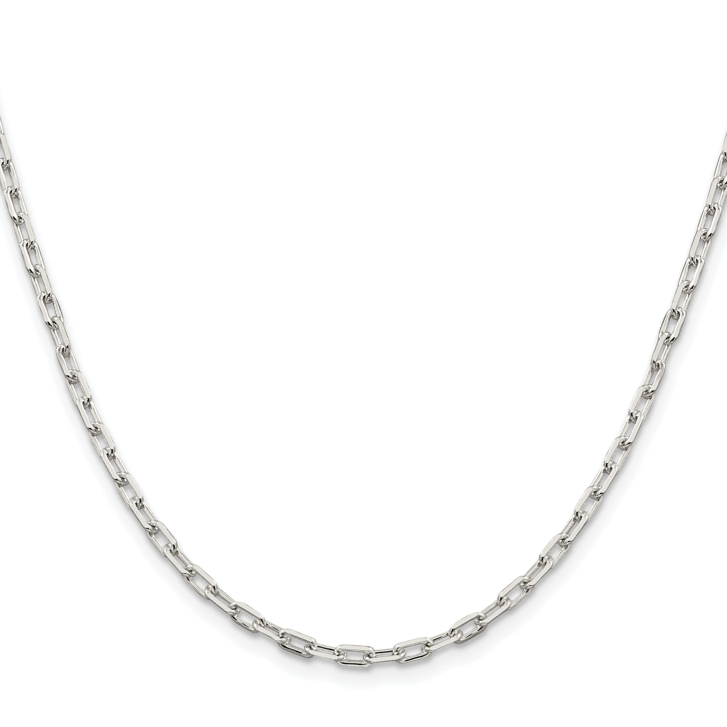 Sterling Silver Rhodium-plated 2.75mm Elongated Open Link Chain