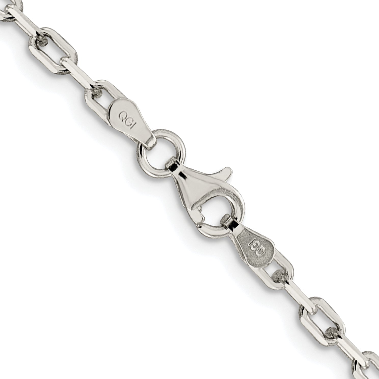 Sterling Silver Rhodium-plated 2.75mm Elongated Open Link Chain