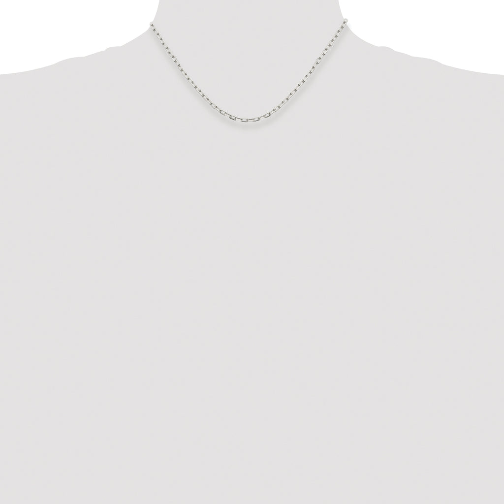 Sterling Silver Rhodium-plated 2.75mm Elongated Open Link Chain