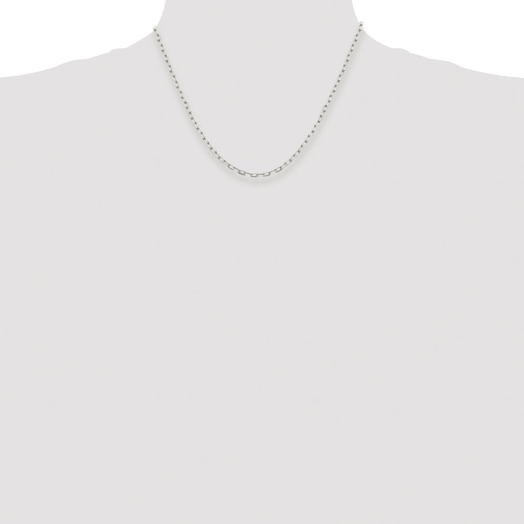 Sterling Silver Rhodium-plated 2.75mm Elongated Open Link Chain