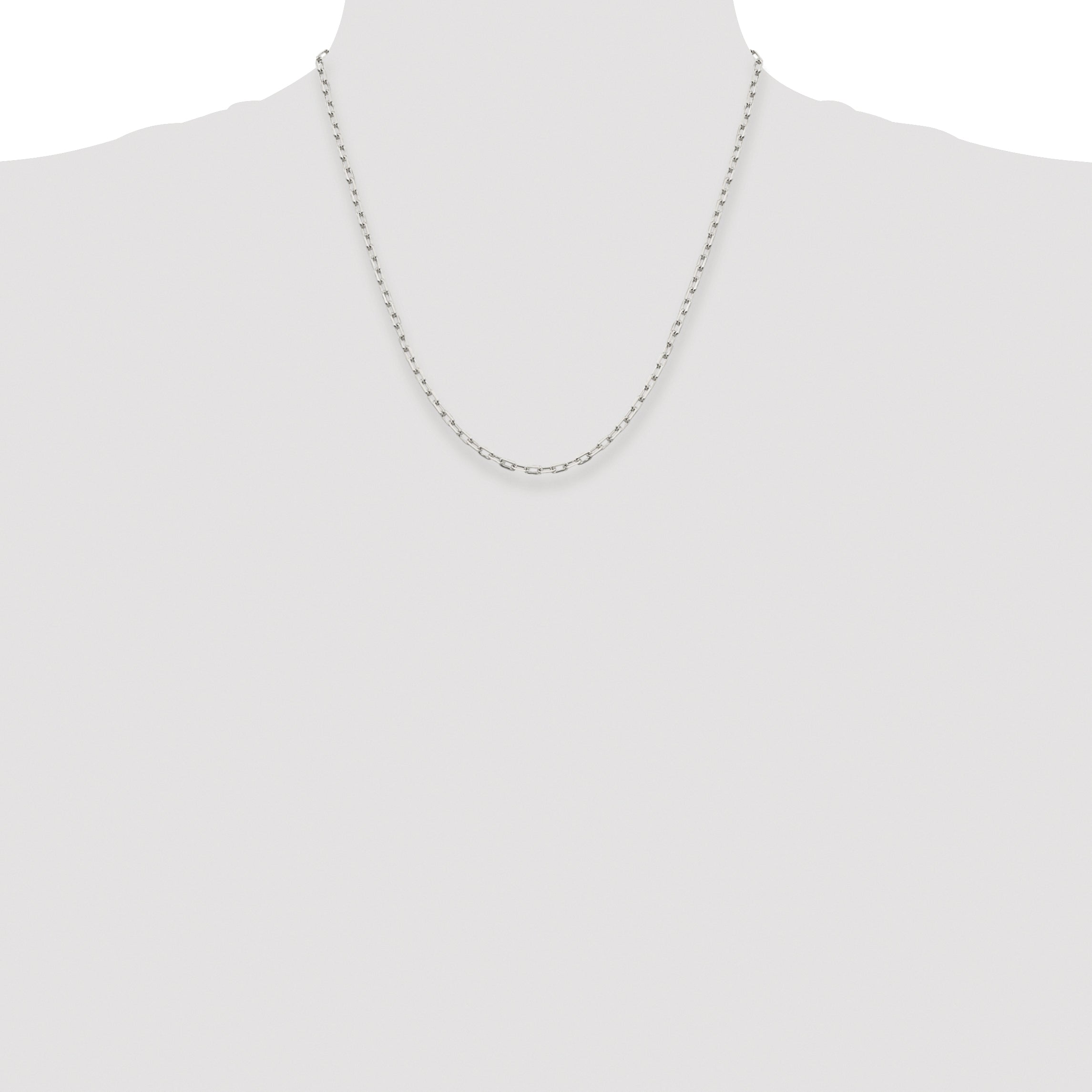 Sterling Silver Rhodium-plated 2.75mm Elongated Open Link Chain