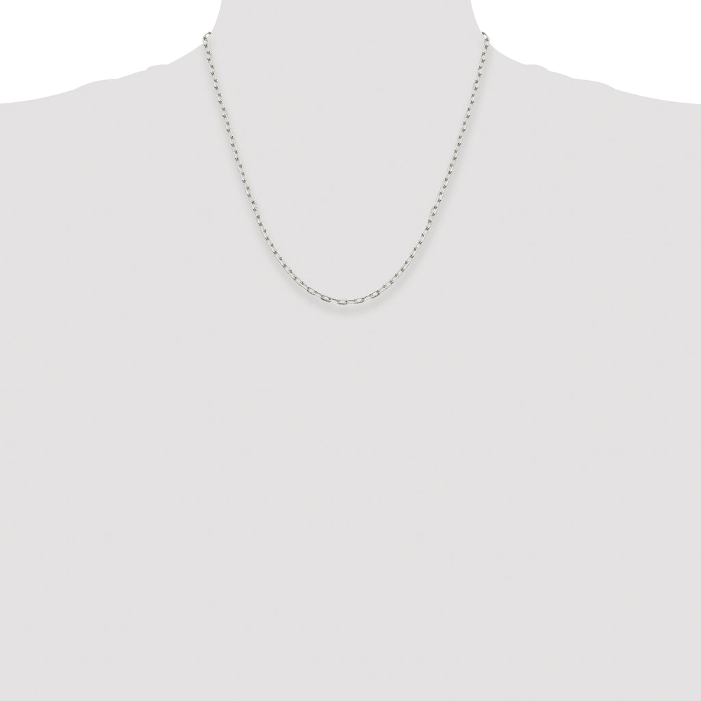Sterling Silver Rhodium-plated 2.75mm Elongated Open Link Chain