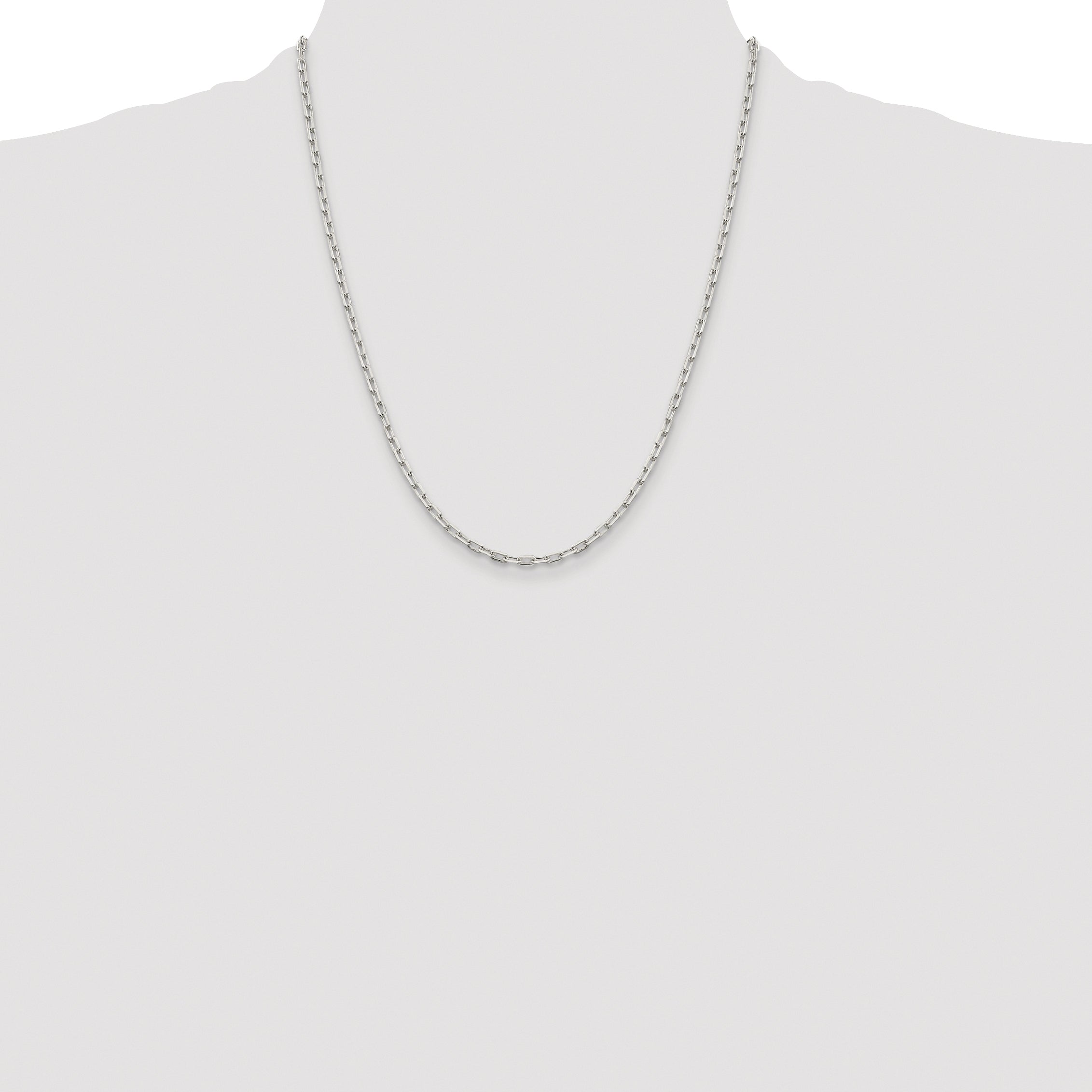 Sterling Silver Rhodium-plated 2.75mm Elongated Open Link Chain