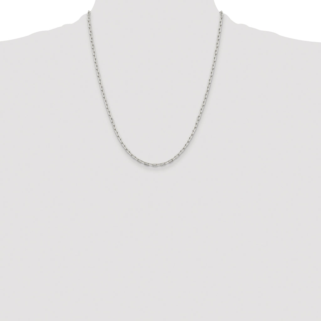 Sterling Silver Rhodium-plated 2.75mm Elongated Open Link Chain