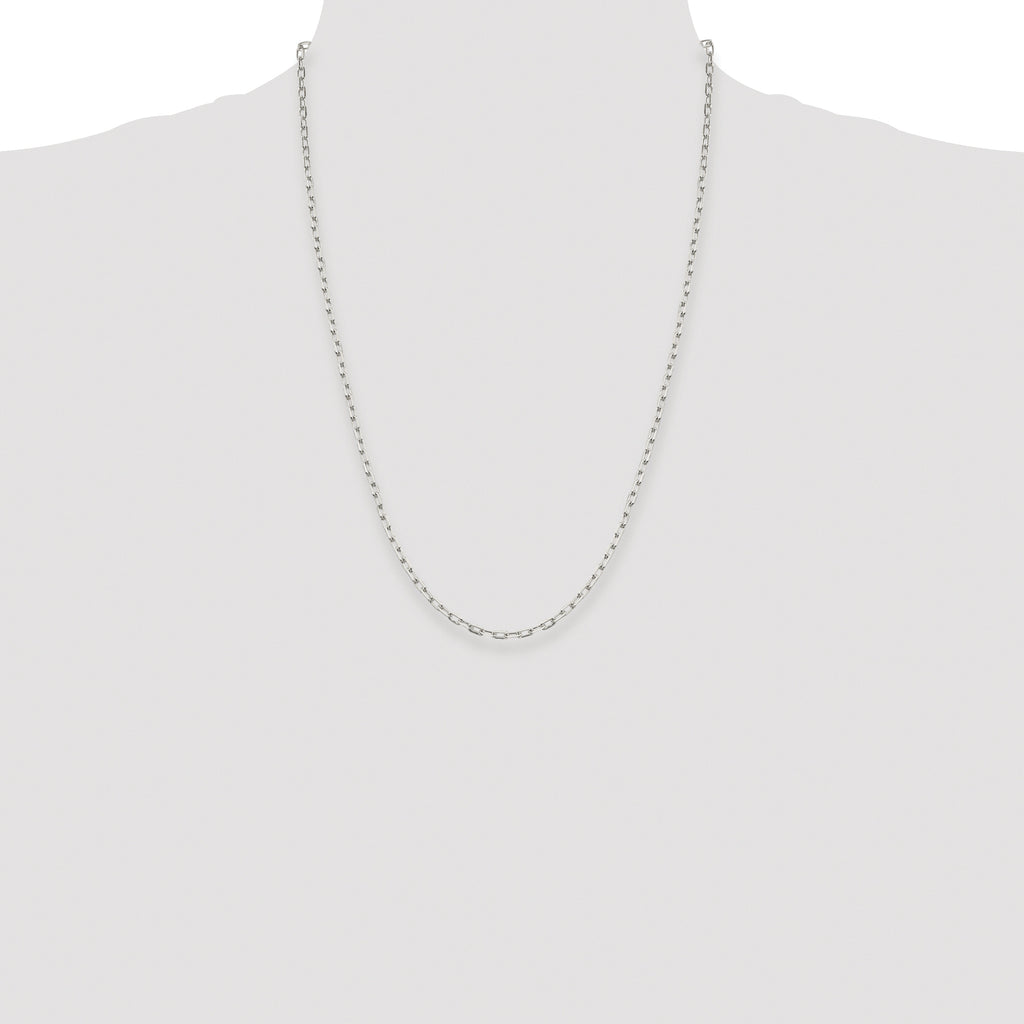Sterling Silver Rhodium-plated 2.75mm Elongated Open Link Chain