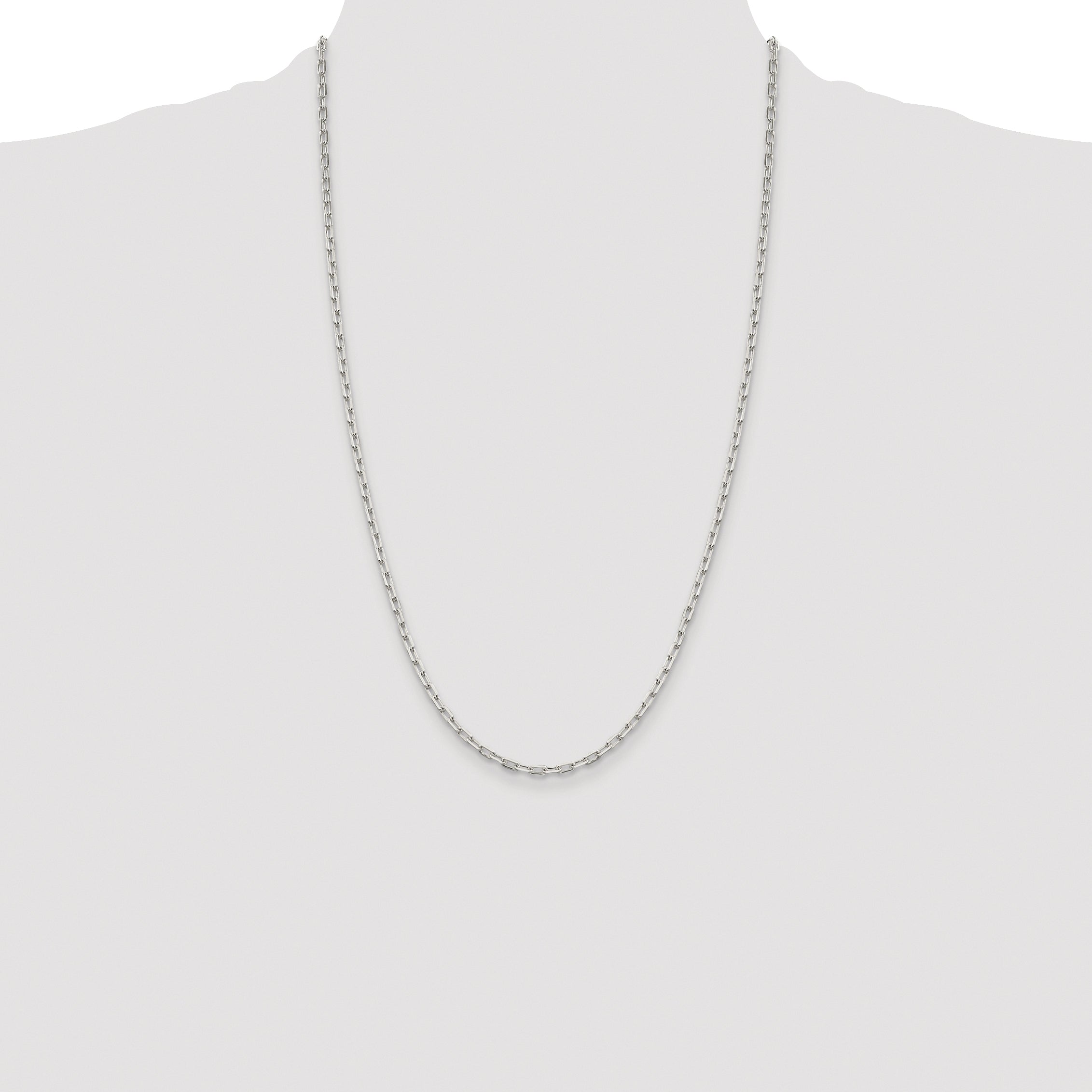 Sterling Silver Rhodium-plated 2.75mm Elongated Open Link Chain